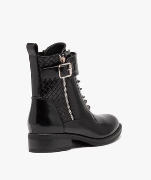 Boots femme vernies à talon plat avec zip et bride à boucle vue5 - GEMO (CASUAL) - GEMO