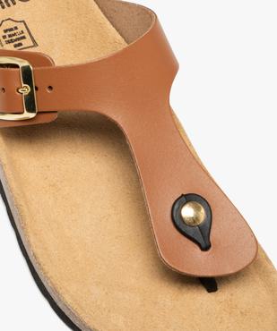 Mules femme en cuir uni à entre-doigts et à boucle vue7 - GEMO (CASUAL) - GEMO