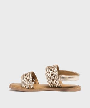 Sandales en cuir métallisé à larges brides tressées et ajourées fille - Lovely Wings vue3 - LOVELY WINGS GEMO FOR GOOD - GEMO