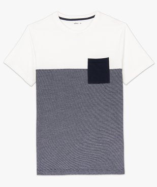 Tee-shirt homme à manches courtes bicolore uni/rayé vue4 - GEMO (HOMME) - GEMO