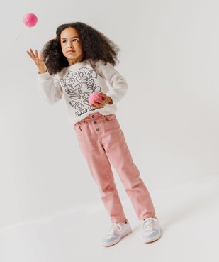 Pantalon denim coloré coupe slouchy à taille ajustable fille vue6 - GEMO (ENFANT) - GEMO