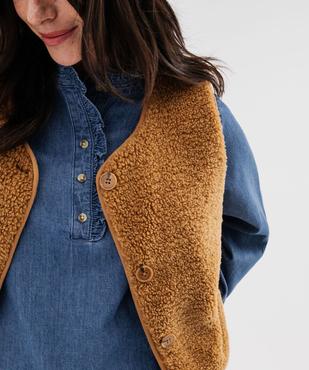 Veste sans manches en sherpa femme vue2 - GEMO 4G FEMME - GEMO