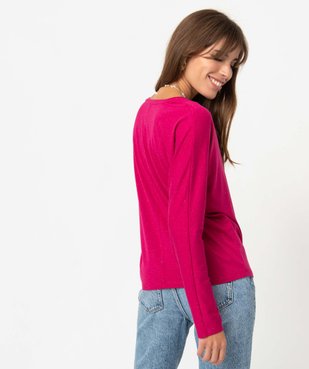 Tee-shirt femme à manches longues en maille scintillante vue3 - GEMO(FEMME PAP) - GEMO