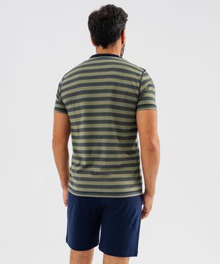 Pyjashort en jersey de coton à col tunisien homme vue3 - GEMO 4G HOMME - GEMO