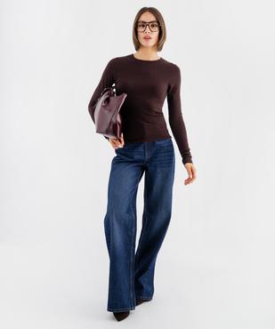 Tee-shirt manches longues extensible en coton et modal mélangés femme vue4 - GEMO(FEMME PAP) - GEMO