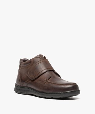 Boots homme confort en cuir fermeture scratch vue2 - GEMO (CONFORT) - GEMO