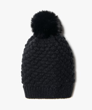 Bonnet femme en maille fantaisie avec pompon peluche vue2 - GEMO (ACCESS) - GEMO