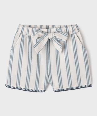 Short large en coton et lin fille vue2 - GEMO (ENFANT) - GEMO
