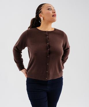 Gilet à col rond en maille fine femme grande taille vue2 - GEMO (G TAILLE) - GEMO