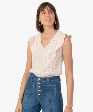 Tee-shirt femme à manches courtes en maille ajourée vue1 - GEMO(FEMME PAP) - GEMO
