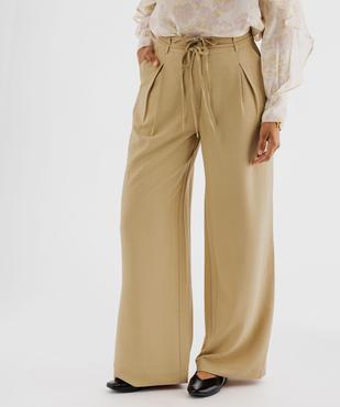 Pantalon large et fluide avec liens à nouer femme vue2 - GEMO(FEMME PAP) - GEMO