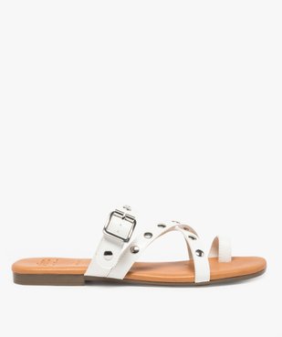 Mules femme à talon plat et brides croisées à clous vue1 - GEMO (CASUAL) - GEMO