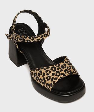 Sandales à talon épais et semelle plateforme imprimé léopard femme  - 5 Miles vue5 - 5 MILES - GEMO