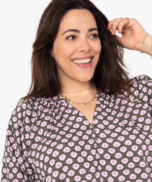 Blouse femme grande taille imprimée à manches 3/4 vue2 - GEMO (G TAILLE) - GEMO