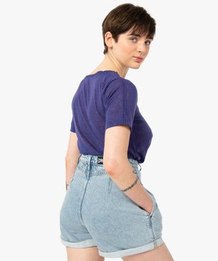 Tee-shirt femme à manches courtes en maille fine vue3 - GEMO(FEMME PAP) - GEMO