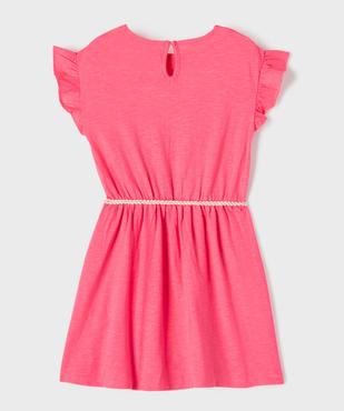 Robe courte à manches volantées en jersey de coton fille vue4 - GEMO 4G FILLE - GEMO