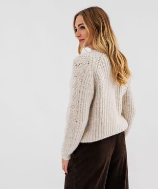 Pull en grosse maille avec torsades sur les manches femme vue3 - GEMO(FEMME PAP) - GEMO