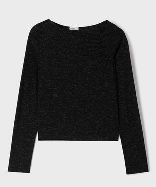 Tee-shirt manches longues à col froncé fantaisie fille vue1 - GEMO (JUNIOR) - GEMO