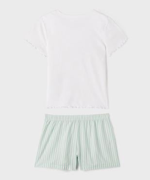 Pyjashort avec tee-shirt à motif et bas rayé fille vue3 - GEMO 4G FILLE - GEMO