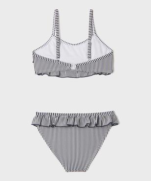 Maillot de bain 2 pièces à rayures et volants fille - LuluCastagnette vue4 - LULUCASTAGNETTE - GEMO