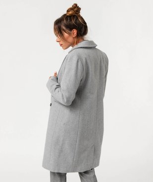 Manteau long droit en laine à double boutonnage femme vue3 - GEMO(FEMME PAP) - GEMO