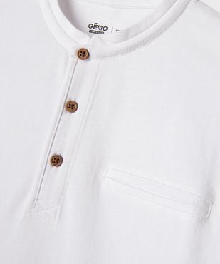 Polo manches courtes à col mao en maille piquée garçon vue2 - GEMO 4G GARCON - GEMO