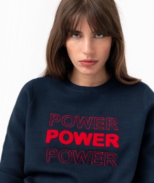 Pull femme avec inscriptions contrastantes vue2 - GEMO(FEMME PAP) - GEMO