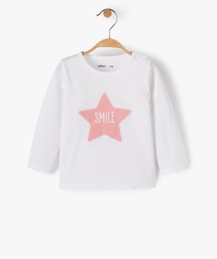 Tee-shirt bébé fille manches longues avec motifs et inscriptions vue1 - GEMO 4G BEBE - GEMO