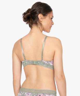 Soutien-gorge femme forme triangle à motifs fleuris et dentelle vue2 - GEMO(HOMWR FEM) - GEMO