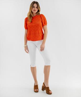 Tee-shirt à manches courtes en maille ajourée femme vue4 - GEMO 4G FEMME - GEMO