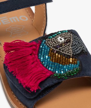 Sandales fille en cuir avec perroquet brodé vue6 - GEMO (ENFANT) - GEMO