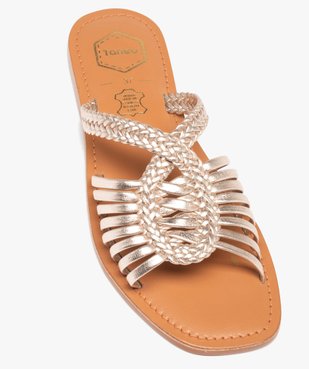 Mules femme à talon plat dessus cuir métallisé – Tanéo vue5 - TANEO - GEMO