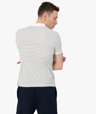 Polo homme rayé à manches courtes vue3 - GEMO (HOMME) - GEMO