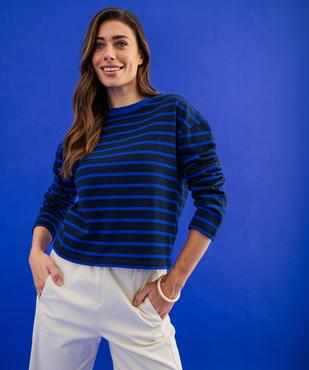 Tee-shirt manches longues rayé en maille femme vue1 - GEMO(FEMME PAP) - GEMO