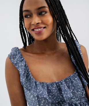 Robe longue en voile à dos-nu et volants femme vue2 - GEMO 4G FEMME - GEMO