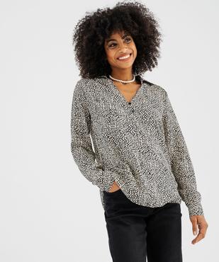 Chemise à manches longues en viscose imprimée femme vue2 - GEMO(FEMME PAP) - GEMO