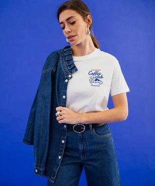 Tee-shirt manches courtes avec inscription devant et dos femme vue2 - GEMO(FEMME PAP) - GEMO