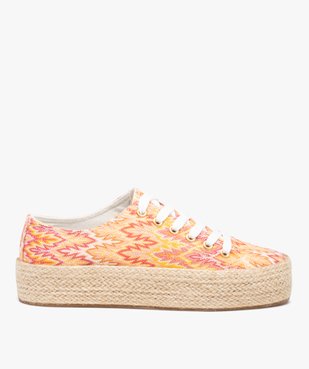 Baskets femme en toile multicolore à semelle en corde vue2 - GEMO 4G FEMME - GEMO