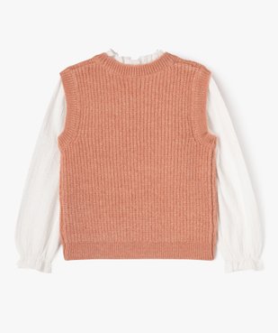 Pull avec manches chemise effet 2 en 1 fille vue3 - GEMO (ENFANT) - GEMO