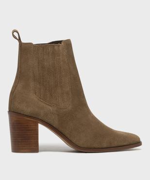 Boots à talon dessus cuir suédé femme - Tanéo vue1 - TANEO - GEMO
