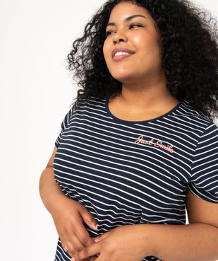 Chemise de nuit à manches courtes avec motifs femme grande taille vue5 - GEMO 4G FEMME - GEMO