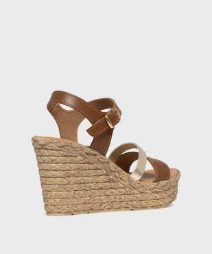 Sandales dessus cuir avec semelle compensée femme - Tanéo vue4 - TANEO - GEMO