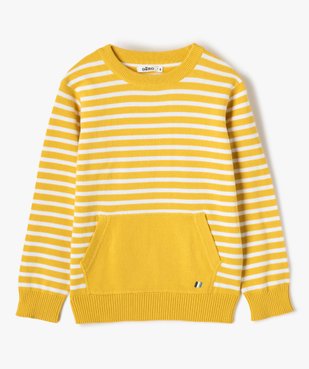 Pull garçon rayé avec poche kangourou vue1 - GEMO (ENFANT) - GEMO