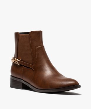 Boots femme unies à talon plat avec chaîne sur l'arrière vue2 - GEMO (CASUAL) - GEMO