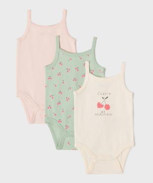 Body à bretelles à motifs cerises bébé fille (lot de 3) vue1 - GEMO 4G BEBE - GEMO