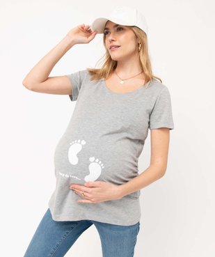 Tee-shirt de grossesse imprimé à manches courtes vue1 - GEMO (MATER) - GEMO