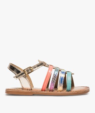 Sandales filles avec brides en cuir multicolores vue1 - GEMO (ENFANT) - GEMO