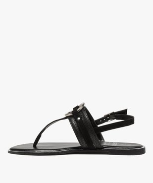 Sandales femme à talon plat et entre-doigts avec anneau métal Coupe spéciale pied large vue3 - GEMO (CASUAL) - GEMO