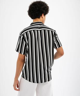 Chemise manches courtes et col cubain en viscose rayée homme vue3 - GEMO 4G HOMME - GEMO