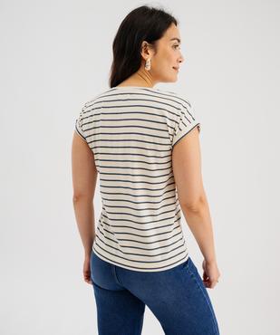 Tee-shirt rayé à manches ultra courtes femme vue3 - GEMO 4G FEMME - GEMO